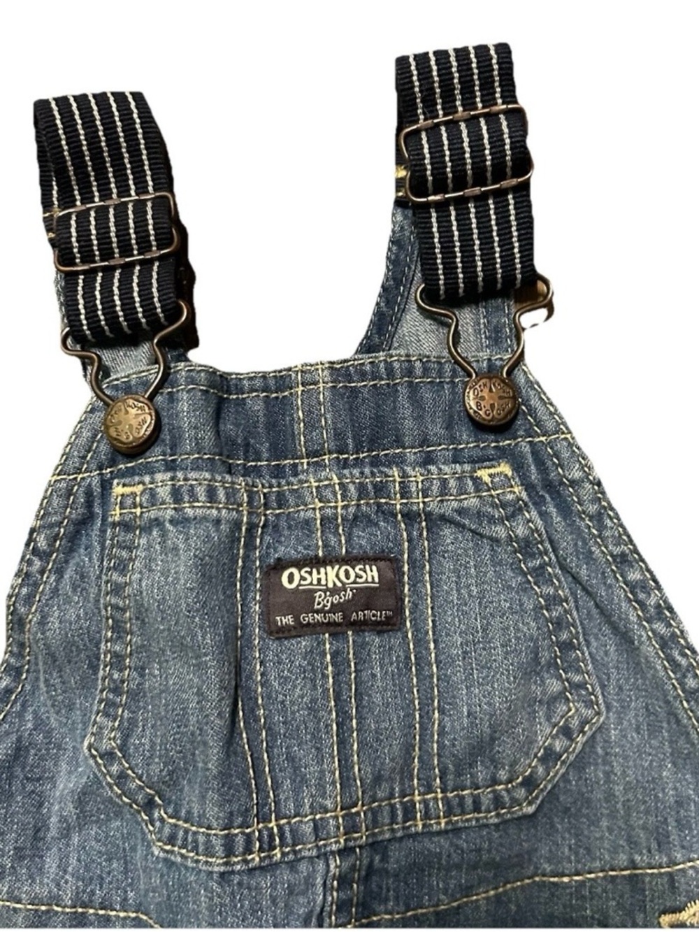 Toddler Oshkosh B’gosh Denim Shortalls Overalls Size 12-18 Months Summer - Picture 3 of 5